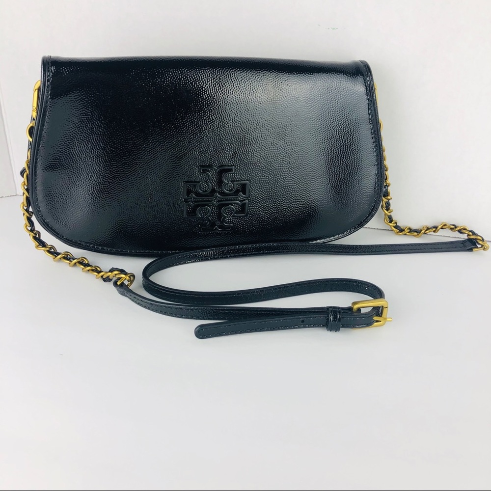 Tory Burch black patent leather clutch/crossbody - Picture 1 of 16